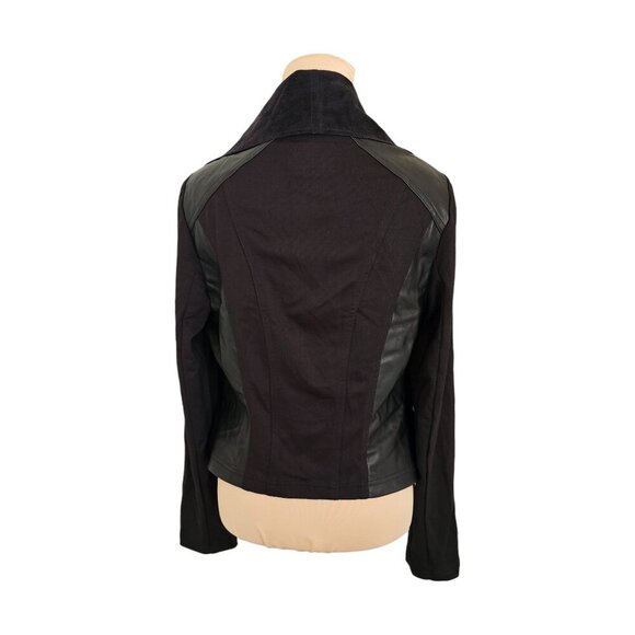 KUT From The Kloth Black Faux Leather Open Front Cardigan Sz M - Picture 5 of 9